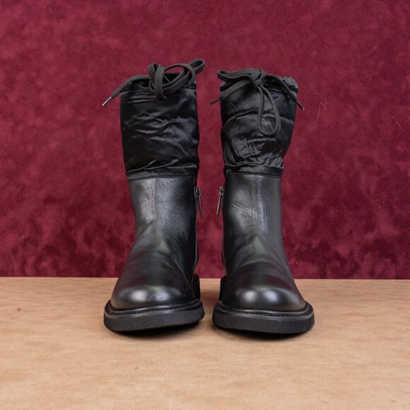 Aquatalia Women Camila Black Leather Narrow Lace-up Mid Calf Boots sz 6.5 - Picture 5 of 8